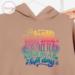 sweeter than ice tea on a hot day svg summer ice tea quote print iron on color cut file silhouette cricut studio