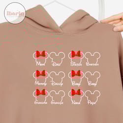 family names bundle, mickey minnie mouse nana papa sis bro baby mom dad head ears bow, svg png formats, instant download