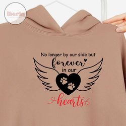 no longer by our side but forever in our hearts svg, dog memorial svg, pet loss gift svg, memory of cat svg, dog