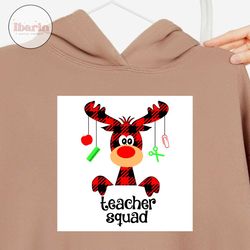 Teacher Squad Plaid Reindeer Svg, Christmas Svg, Xmas Svg, Merry Christmas, Christmas Gift, Christmas Reindeer, Reindeer