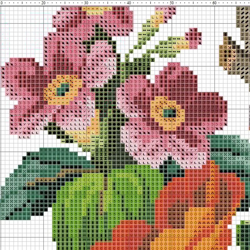 Vintage Pheasant in flowers on a branch cross stitch pattern.jpg