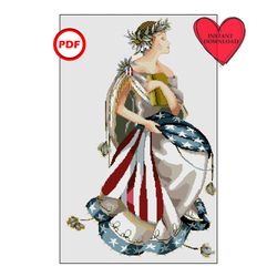 queen of freedom cross stitch pattern mirabilia royal queen america 11 sept the statue of liberty patriotic
