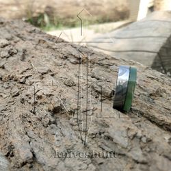 custom handmade damascus steel ring resin epoxy inlay wedding gift birthday gift gift for her gift for him