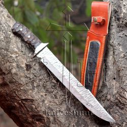 Premium 21-Inch Damascus Steel Hunting Knife with Wangi Handle - Handcrafted Excellence for Outdoor Enthusiasts