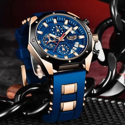Luxury Silicone Sport Watch Men Quartz Date Clock Waterproof Wristwatch Chronograph Clock Man