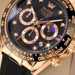 Watch for Men Chronograph Calendar Analog Silicone Strap Wristwatch 41mm Hombres Reloj Men's Sport Watch Dropship