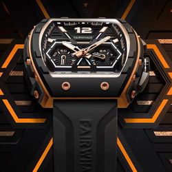 Hot Fashion Men's Quartz Watches Luxury Brands Mark Fairwheel Watches Automatic Date Silicone Strap Waterproof Clocks