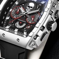 Men Skeleton Skull Dial Sport Army Watches Men Fashion Luxury Waterproof Quartz Watch Chronograph Montre Homme
