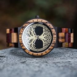 Engraved Wooden Watch for Men Customized Wood Wrist Watches for Dad Son Husband Boyfriend Personalized Birthday Gift