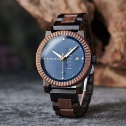 Men's Quartz Watch Simple Fashion New Couple Wooden Watch  Timepieces Week Date Display Custom Unique