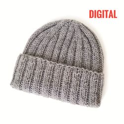 Stay Cozy with Men's Knit Beanie Hat Pattern: Instant PDF Download for Winter Warmth - Knitting Instructions Included.