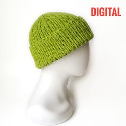 Hand-Knit Ribbed Men's Hat Pattern - Instant Digital Download in PDF Format. Stay Stylish and Cozy All Winter Long.