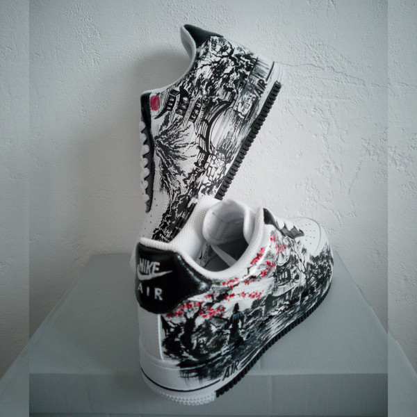 custom sneakers, nike air force, unisex shoes, japan, hand painted, wearable art   3.jpg