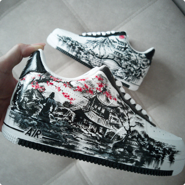 custom sneakers, nike air force, man shoes, japan, hand painted, wearable art    9.jpg