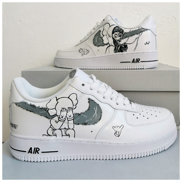 custom- sneakers- nike-air-force1- man-white- shoes-kaws- hand painted- wearable- art 6.jpg