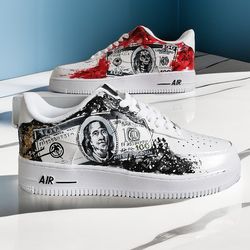 custom sneakers unisex white black luxury inspire shoes handpainted personalized gift designer Dollar wearable art AF1