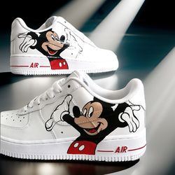 custom sneakers AF1 men white black luxury inspire casual shoes handpainted Mouse personalized gifts design wearable art