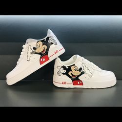 custom sneakers AF1 Mouse art unisex white black luxury inspire buty shoes handpainted personalized gifts wearable art