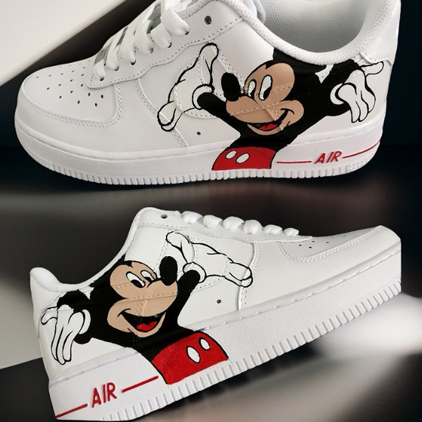 custom- sneakers- nike-air-force1- woman -white- shoes- hand painted- mickey- mouse- wearable- art 4.jpg