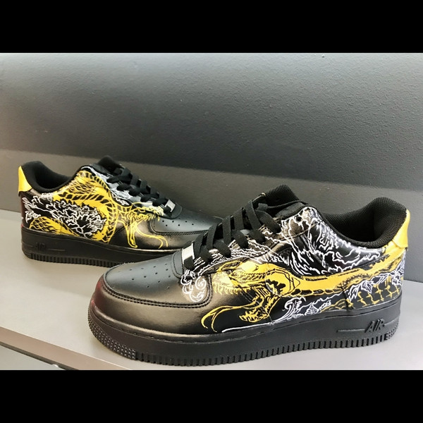 custom shoes black luxury inspire casual sneakers AF1 customization handpainted personalized gifs wearable art snake 10.jpg