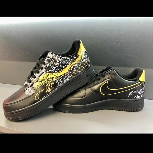 custom shoes black luxury inspire casual sneakers AF1 customization handpainted personalized gifs wearable art snake 9.jpg