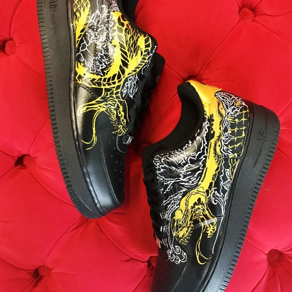 custom shoes black luxury inspire casual sneakers AF1 customization handpainted personalized gifs wearable art snake 11.jpg
