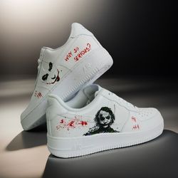 custom sneakers air force1 luxury inspire shoes sneakerhead Joker handpainted sexy personalized gifts black wearable art
