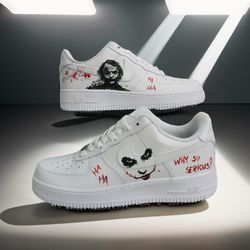 custom sneakers air force unisex luxury inspire shoe sneakerhead Joker handpainted sneaker white black personalized gift