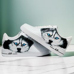 men custom shoes pet husky luxury sexy white customization sneakers air fore 1 personalized gift casual shoe handpainted