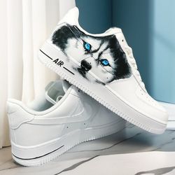custom shoes love pet husky luxury sexy white fashion sneakers air force 1 designer art casual shoe personalized gift