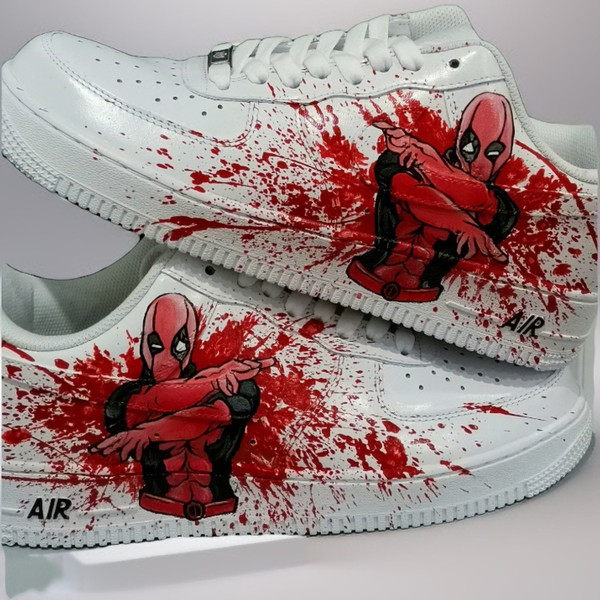 custom shoes nike air force white fashion sneakers Deadpool boots design art casual shoe personalized gift wearable art.jpg