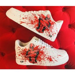 custom shoes air force white fashion sneakers Deadpool boots design art casual shoe personalized gift wearable art