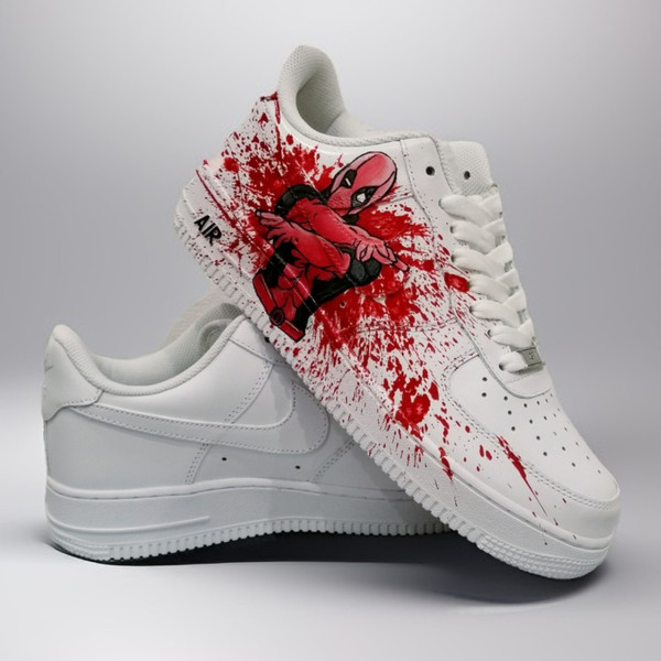 unisex custom shoes nike air force white sneakers Deadpool design art casual shoe personalized gift customization AF1.jpg
