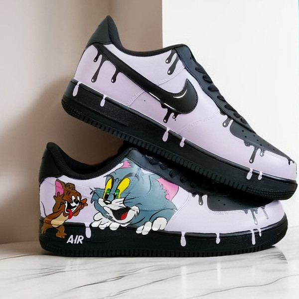 unisex custom shoes  Tom and Jerry art customized luxury sexy white black sneakers shoes personalized gift5.jpg