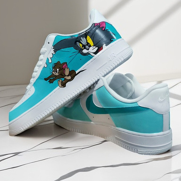 custom shoes nike air force Tom and Jerry art  white  buty fashion sneakers shoes personalized gift  1.jpg