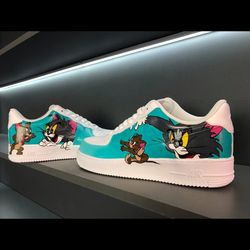custom shoes unisex air force Tom and Jerry art luxury sexy white  buty fashion sneakers casual shoes personalized gift