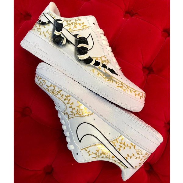 Men custom inspire shoes nike air force 1 snake luxury white gold sneakers personalized gift  8.jpg