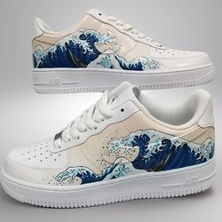 custom shoes men air force 1, luxury, wave, sexy, white, customization inspire fashion sneakers, personalized gift