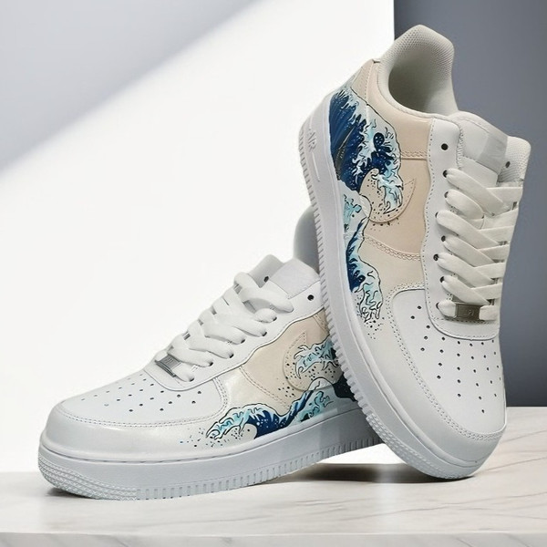 custom shoes luxury unisex buty sneakers handpainted Wave sexy white fashion shoes personalized gift wearable art 4.jpg