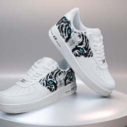 man custom casual shoes, tiger air force 1, luxury sexy, white, black, sneakers, shoes, personalized gift, BBC 1