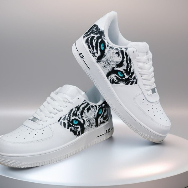 custom shoes sneakers nike air force 1 tiger art luxury buty sexy white black customization shoes personalized gift .jpg