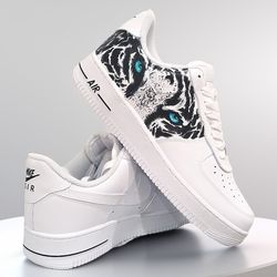custom shoes air force 1, unisex luxury tiger, gift, white, sneakers, casual shoes, personalized gifts designer art