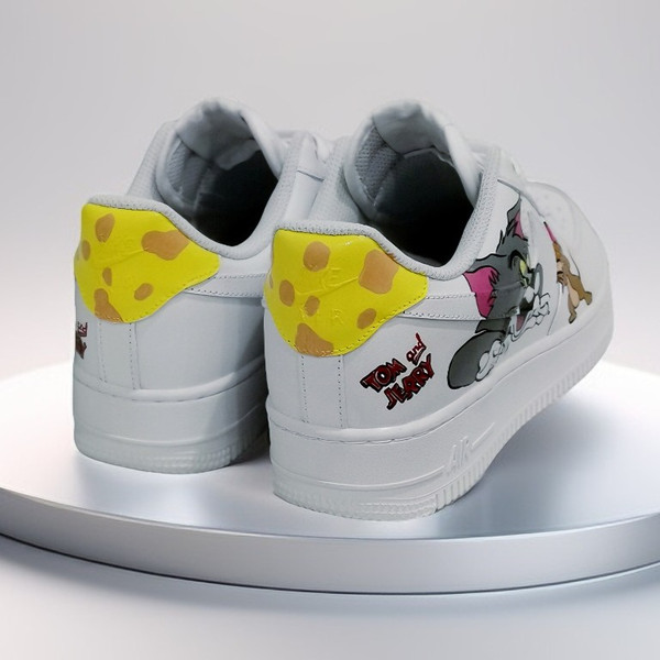 man custom inspire shoes nike air force 1 luxury Tom and Jerry sneakers white black personalized gift  5.jpg