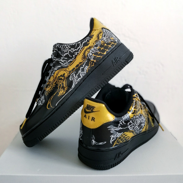 custom sneakers AF1 men black luxury buty inspire casual shoes handpainted personalized gifts snake art one of a kind 3.jpg