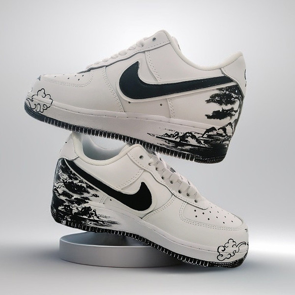 Japan -custom- woman-shoes -nike- air- force- customization- sneakers- personalized- gifts- white- black 3.jpg