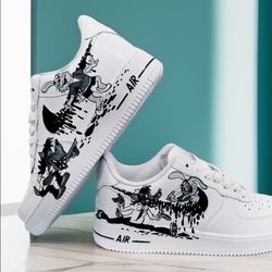 man custom shoes air force 1 luxury sexy gift white black casual sneakers wolf personalized gift customization BBC 1 AF1