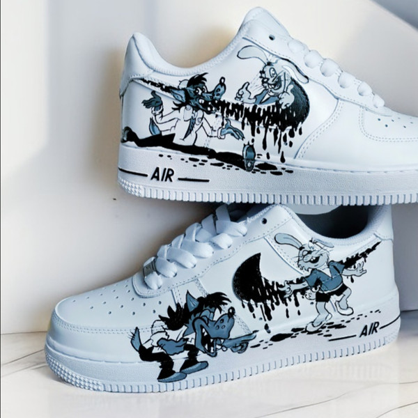 custom shoes nike air force 1 unisex wolf white black customization sneakers personalized gift design art BBC1 AF1 .png