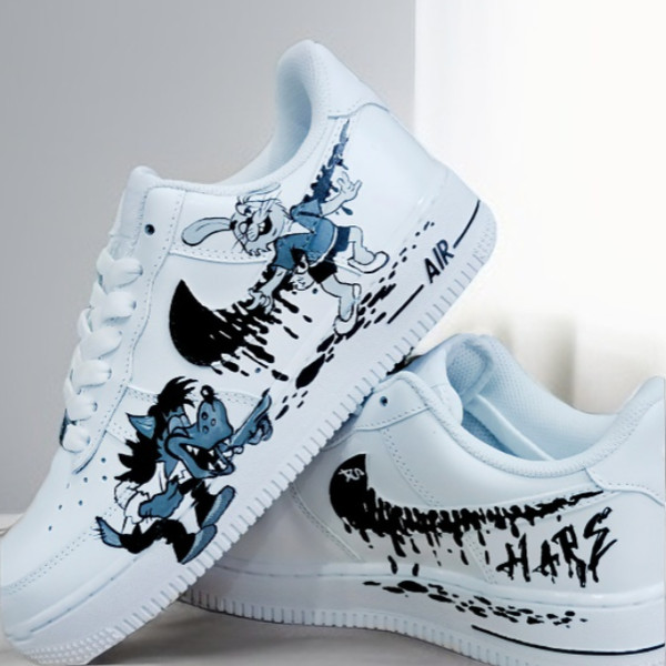 custom shoes nike air force 1 customization white black fashion woman sneakers wolf personalized gift BBC 1 AF1 6.png