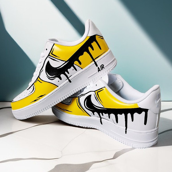 custom shoes nike air force 1 luxury sexy gift white black yellow leather buty sneakers personalized gifts customization BBC1  .jpg