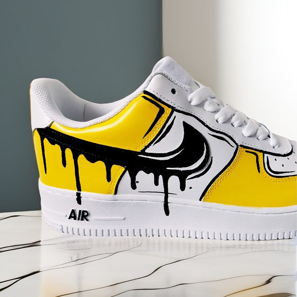 custom shoes nike air force 1 luxury sexy gift white black yellow leather buty sneakers personalized gifts customization BBC1  4.jpg